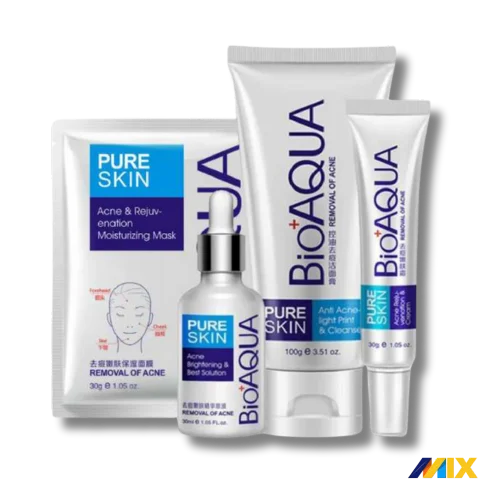 Kit Antiacné Bioaqua X4: Limpiador de Acné Ingredientes Naturales Elimina Manchas Regula el PH - #9220