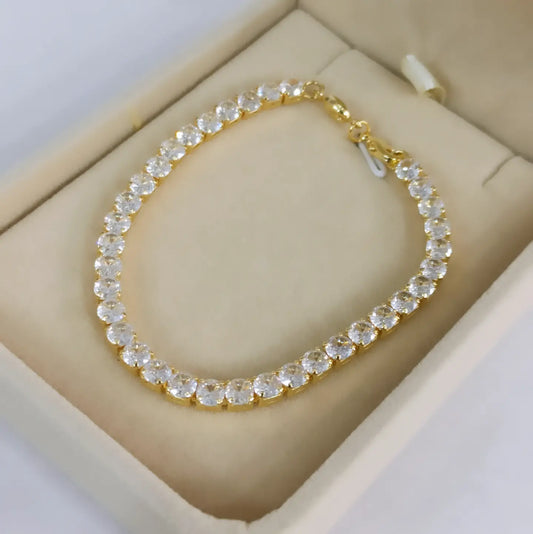 Pulsera Zircón en Piedra Zircon Medida 18cms Oro Laminado 18k - #1810